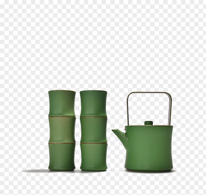 Green Glaze Large Bucket Of Tea Pot Suit Teapot Coffee Cup Ceramic PNG