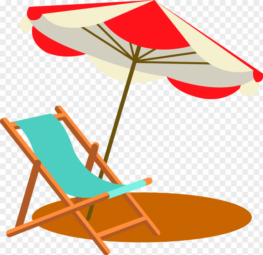 Beach Loungers Table Chair Umbrella PNG