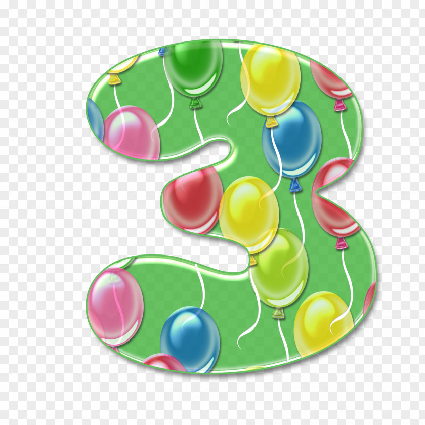 Three Birthday Number Balloon Clip Art PNG