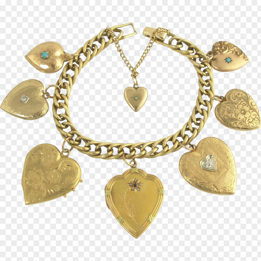 Necklace Charm Bracelet Locket Gold PNG