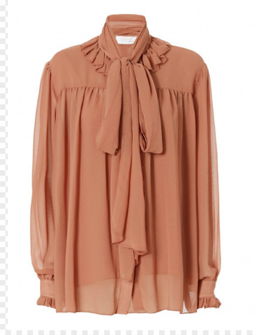 Pleated Blouse Sleeve Neck Peach PNG
