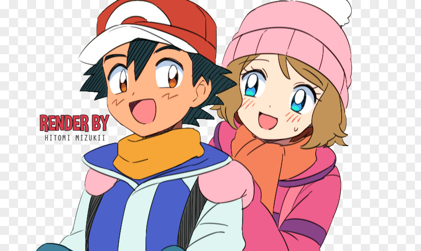 Pokemon Ash And Serena Kiss Pokémon X Y Ketchum Sun Moon Black & White PNG