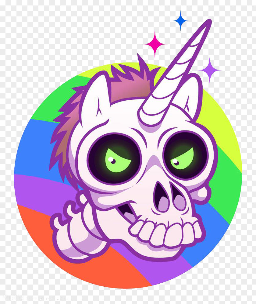 Cartoon Unicorn Skull Photography Illustration PNG