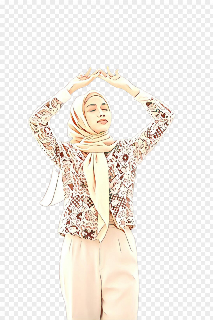 Sleeve Neck White Clothing Beige Scarf Outerwear PNG