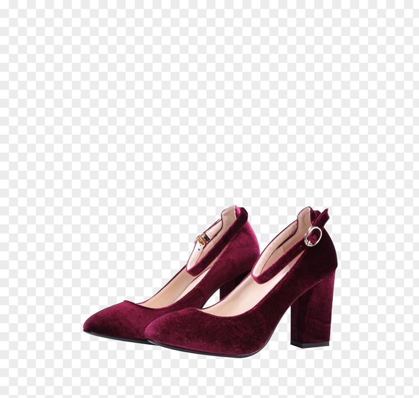 Wine Court Shoe Slipper Heel Suede PNG