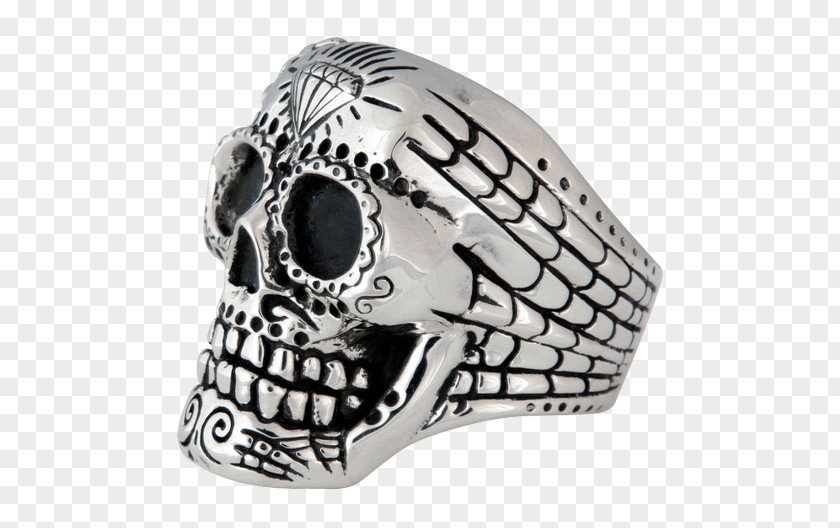 Sugar Skulls Silver Skull Calavera Ring Headgear PNG