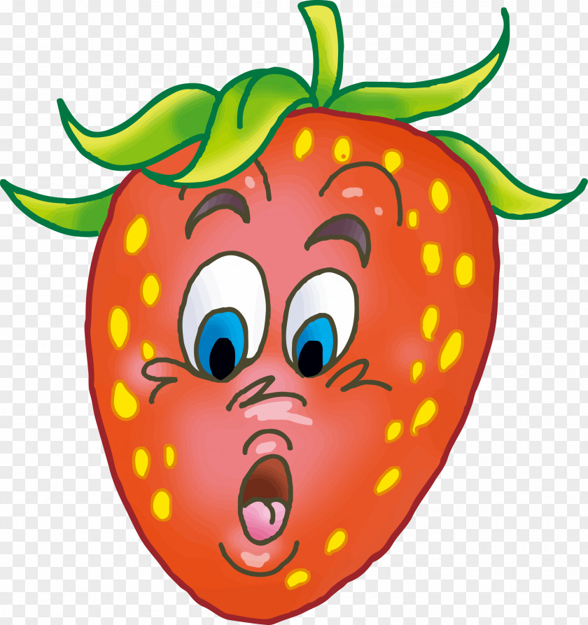 Strawberry With Surprised Expression Fruit Adobe Illustrator Clip Art PNG