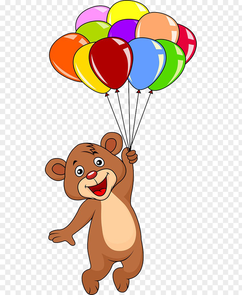 Teddy Bear Balloon PNG bear , holding balloons, brown assorted-color balloon lot clipart PNG