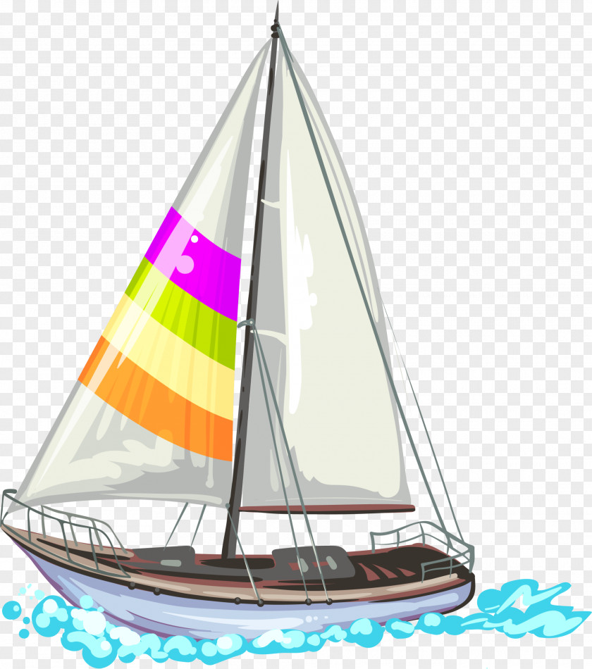 Beige Sailing Ship Yacht Sailboat Illustration PNG