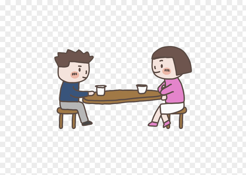 Dining Men And Women Cartoon Icon PNG