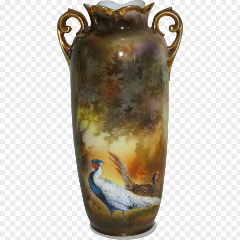 Pheasant Vase Ceramic Pottery Urn PNG