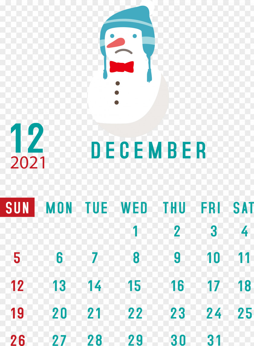 December 2021 Printable Calendar PNG