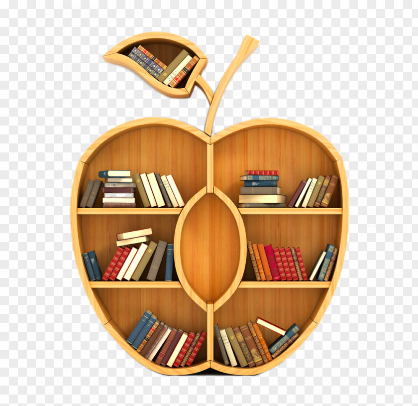 Creative Apple Bookshelf Bookcase Concept Key Knowledge PNG