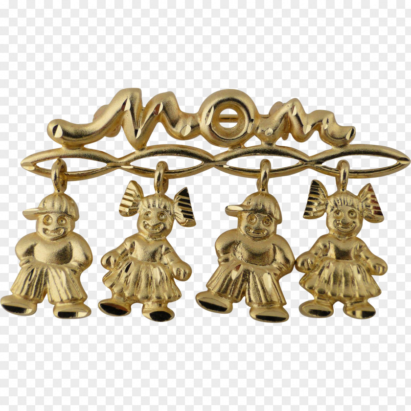 Brass Colored Gold Mother Pin PNG