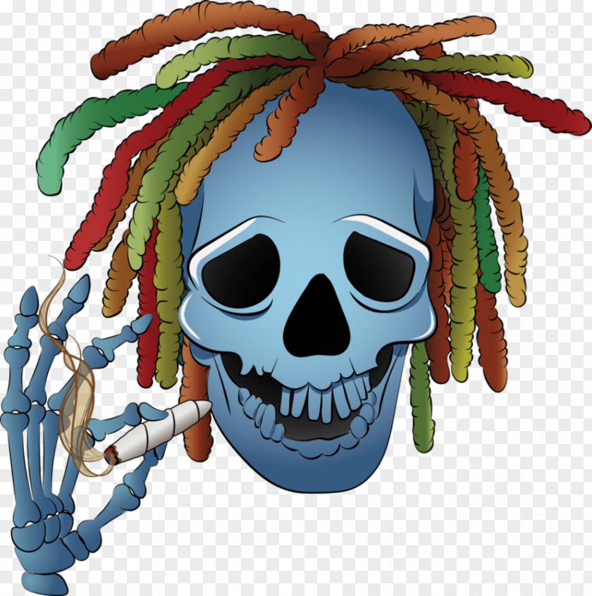 Rastafari Skull Reggae Bone PNG