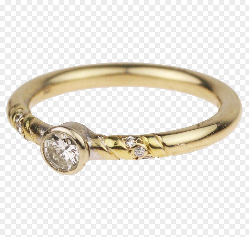 Vintag Diamond Solitaire Engagement Ring Gold PNG