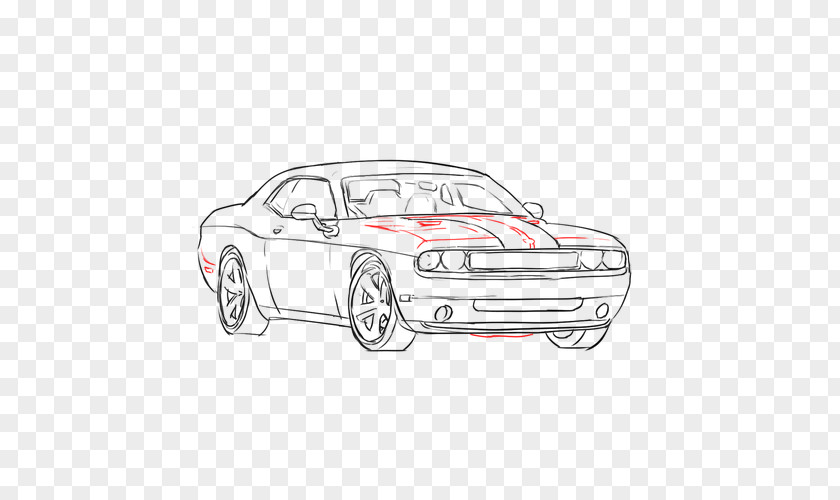 Car Compact Dodge Challenger Sketch PNG