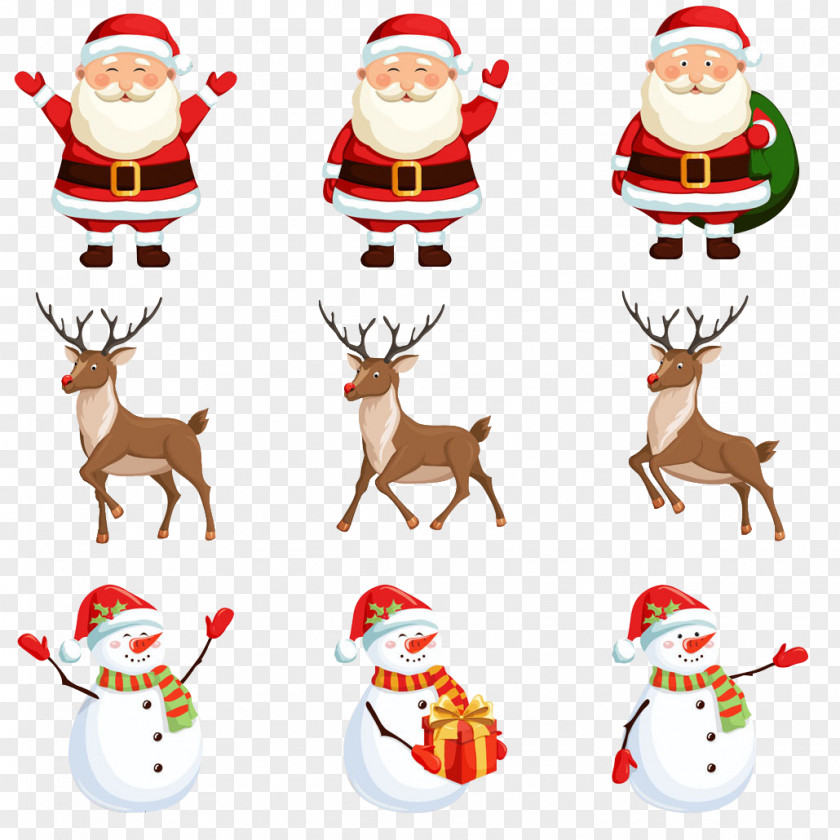 Santa Deer Snowman And Other Material Claus's Reindeer Mrs. Claus Christmas PNG