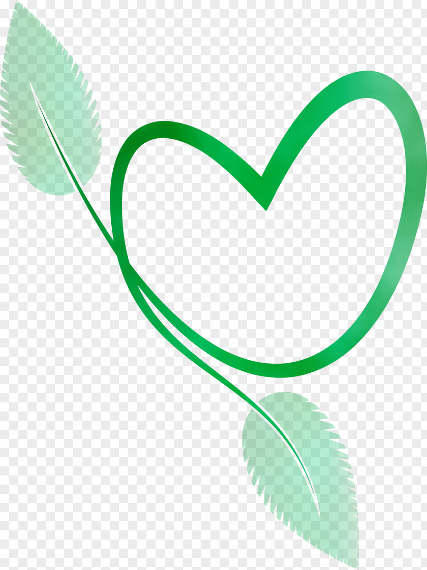 Leaf Green Line Heart Biology PNG