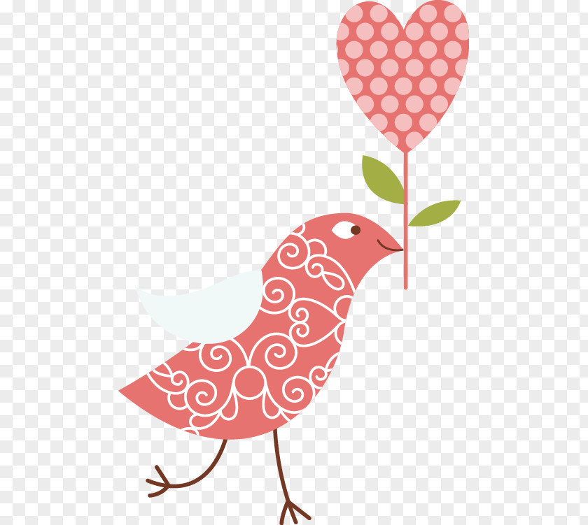 Painted Pink Bird Heart-shaped Pattern Red Clip Art PNG
