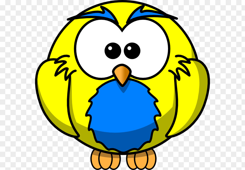 Yellow And Blue Owl Bird Cartoon Clip Art PNG