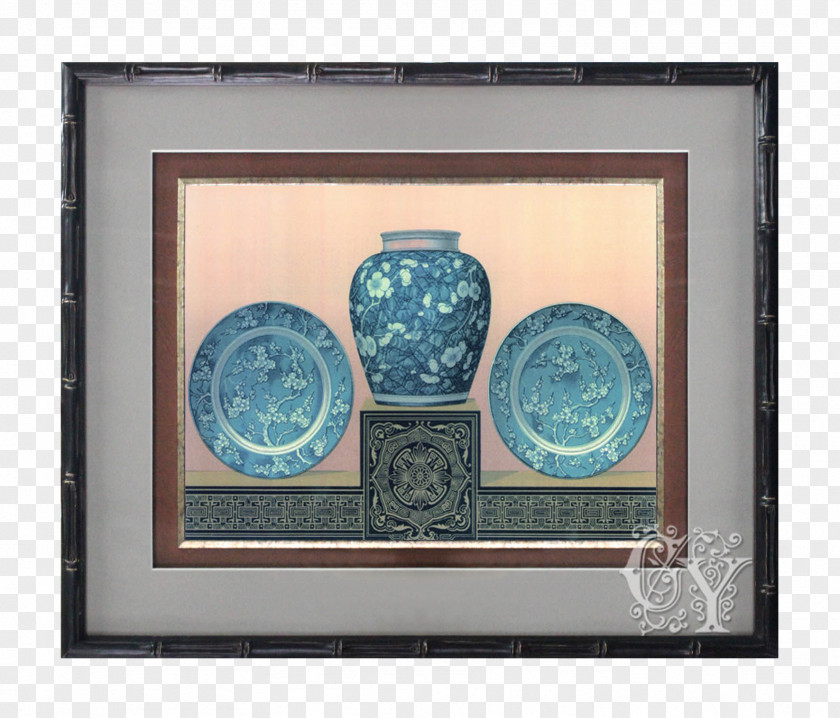 Classical Chinese Blue And White Porcelain Jar Dish Mural Picture Frame Painting Pottery PNG