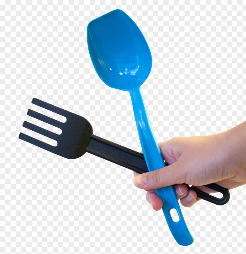 Hand Holding Fork And Spoon Wooden Knife PNG