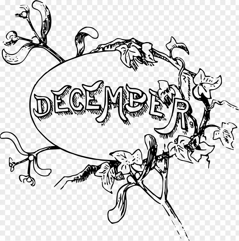 Month Line Art Drawing December Clip PNG