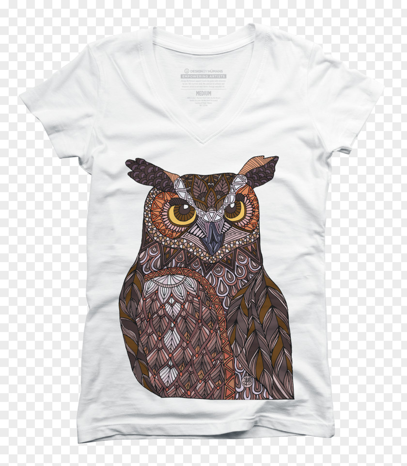 Owl Great Horned T-shirt Sleeve Blouse PNG