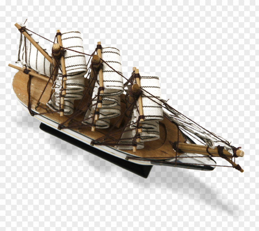 Wooden Sailing Model Ship PNG