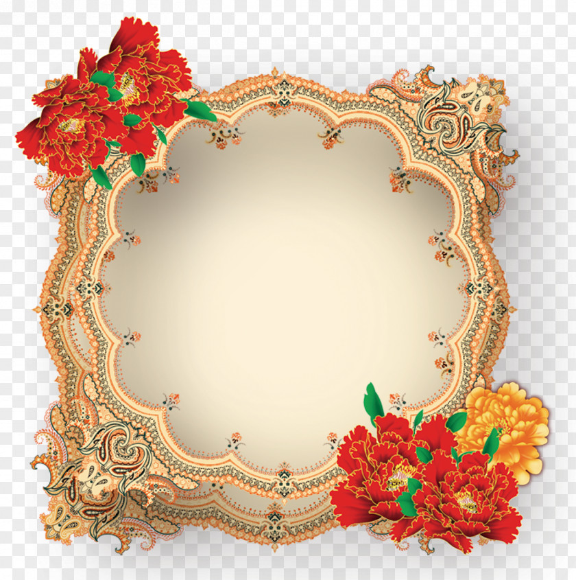 Continental Roses Wedding Border Picture Frame PNG
