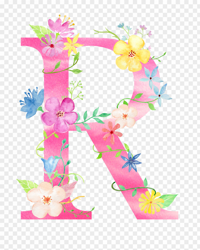 Flowers Letter R Easter Holiday PNG