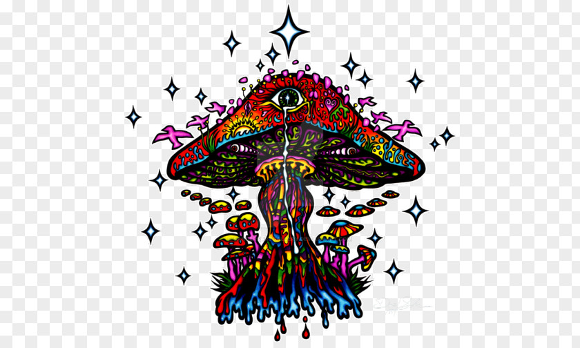 Psychedelic Elements Psilocybin Mushroom Psychedelia Drawing Art PNG