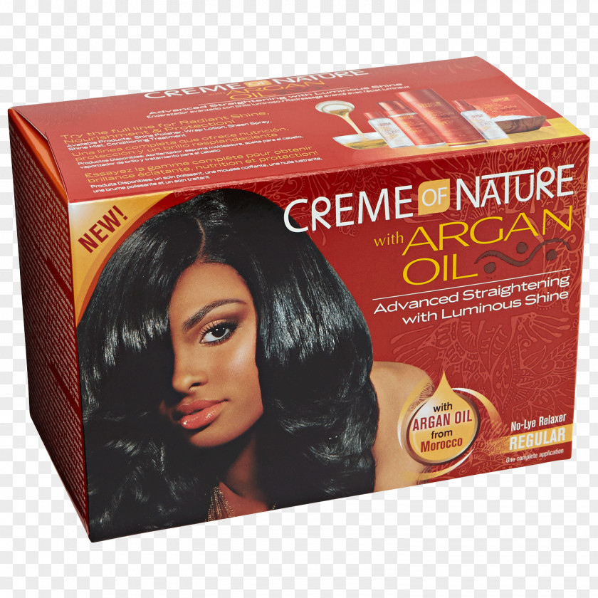 Beauty Care Flyer Creme Of Nature With Argan Oil No-Lye Relaxer Hair Straightening Coloring PNG