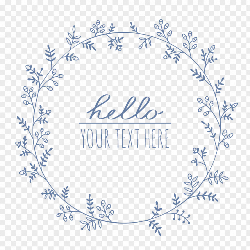 Blue Border Material Wreath Flower Drawing IStock PNG