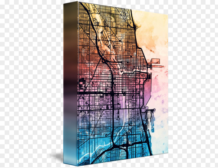 Chicago City Urban Home Builders Graphic Design Art Poster PNG