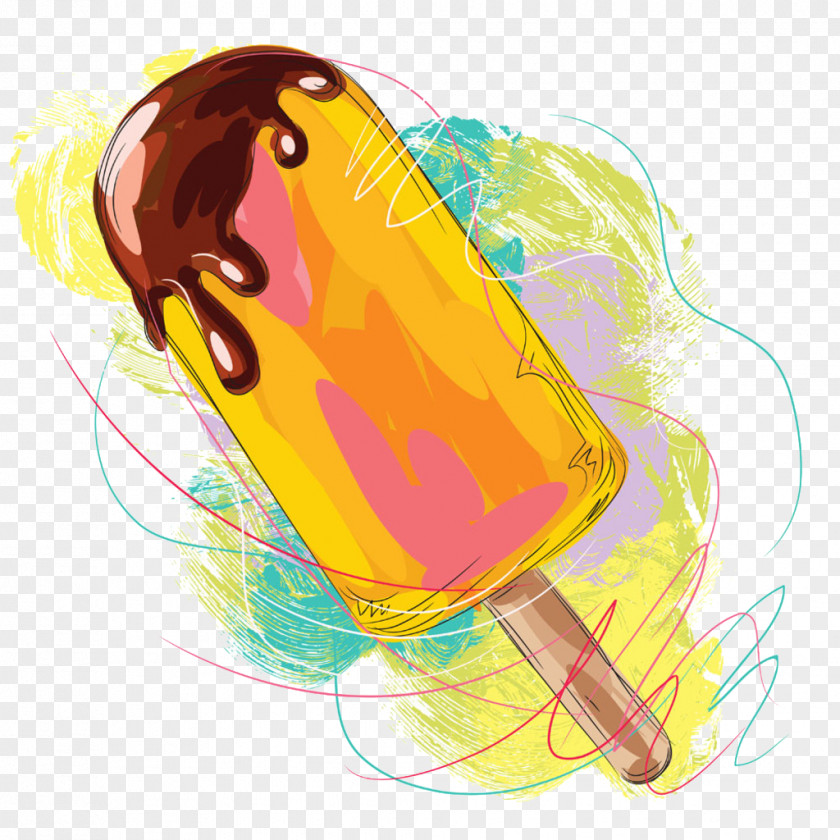 Ice Cream Hand-painted Material Cone Pop Lollipop PNG