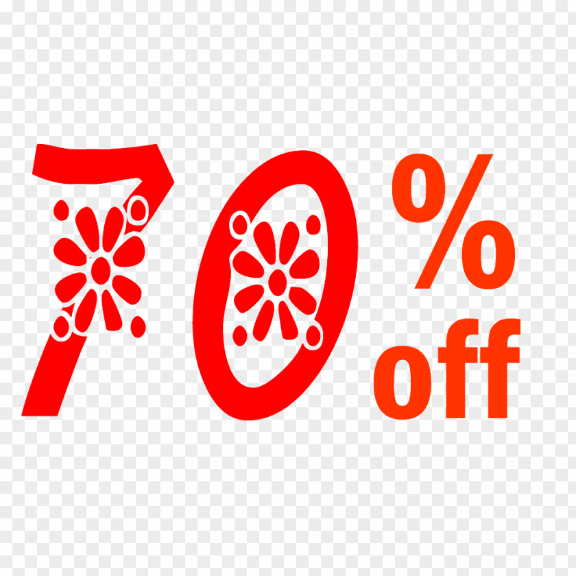 Spring 70% Off Discount Tag. PNG