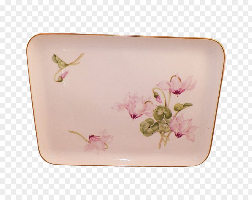 Hand-painted Floral Material Platter Rectangle Porcelain Tableware Pink M PNG