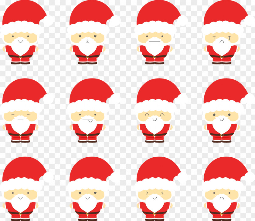 Cute Santa Claus Face Pack Christmas Illustration PNG