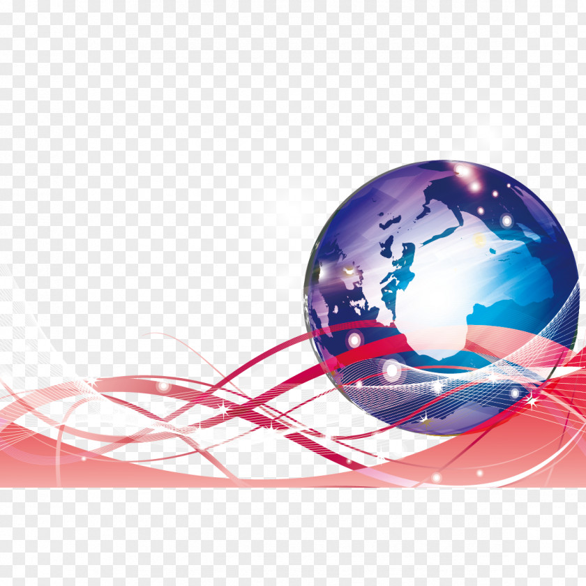 Vector Pink Curves And Earth Curve PNG