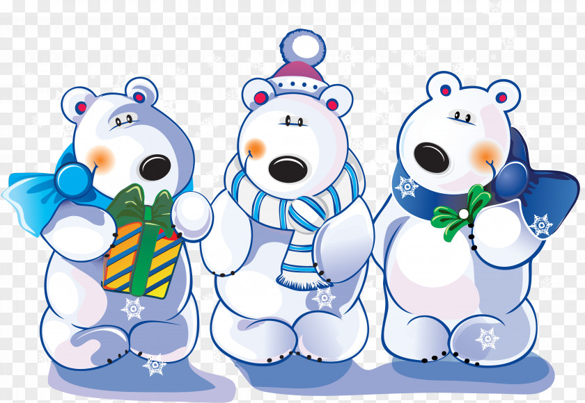 Cartoon Polar Bear Christmas Clip Art PNG