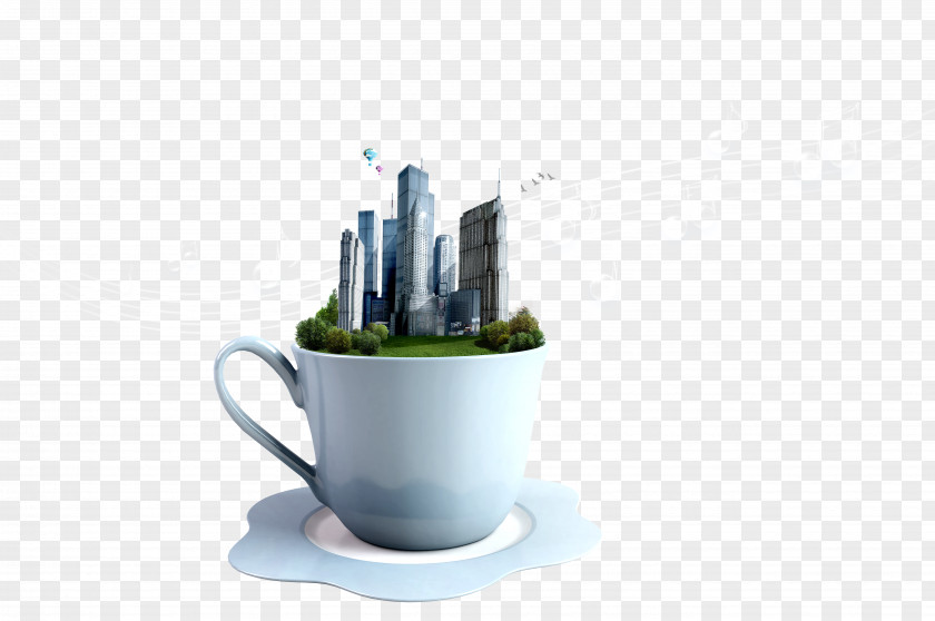 Glass Buildings Coffee Cup Nature PNG