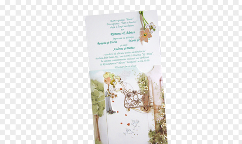 Wedding Convite Floral Design Cardboard PNG