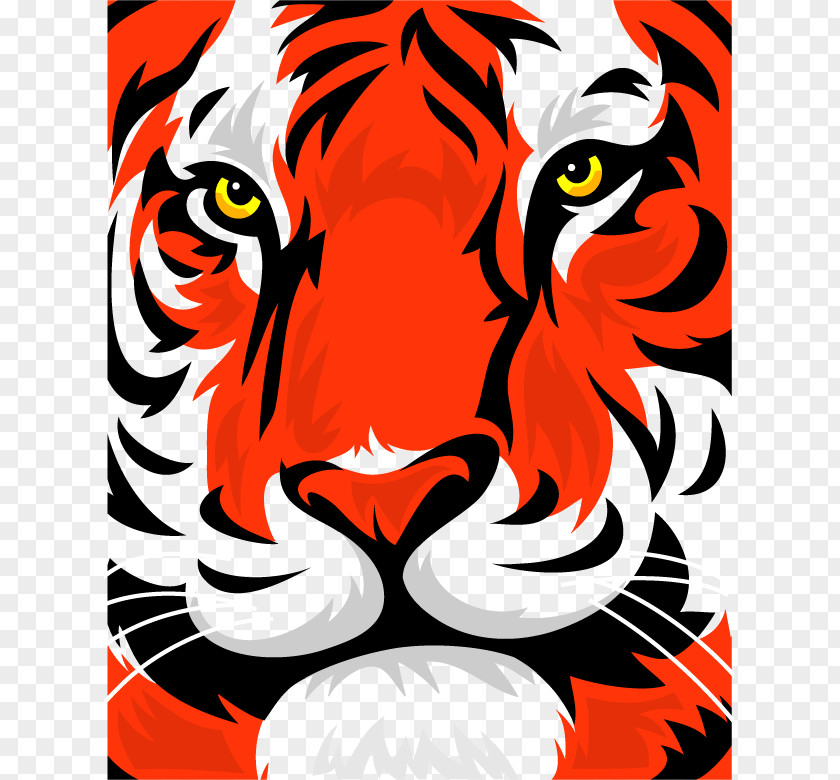 Hand-painted Mighty Tiger Head Vector Material Bengal Euclidean White PNG
