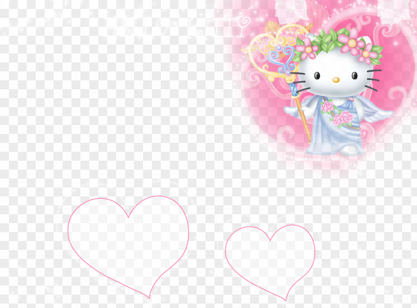 Pink Cat Hello Kitty Heart Illustration PNG