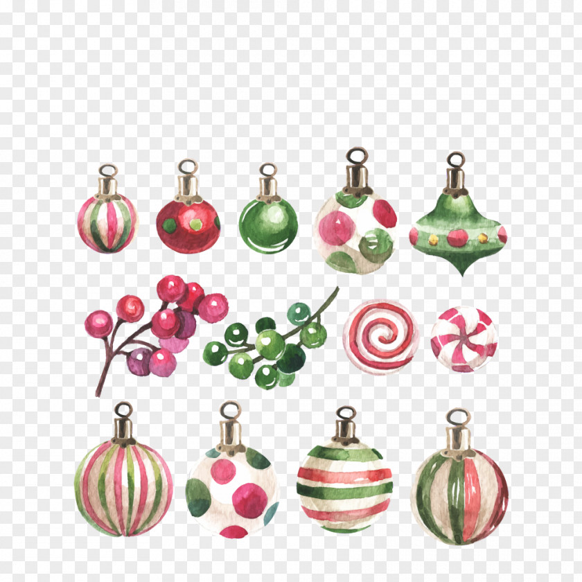 Christmas Decoration Watercolor Ornament Painting PNG