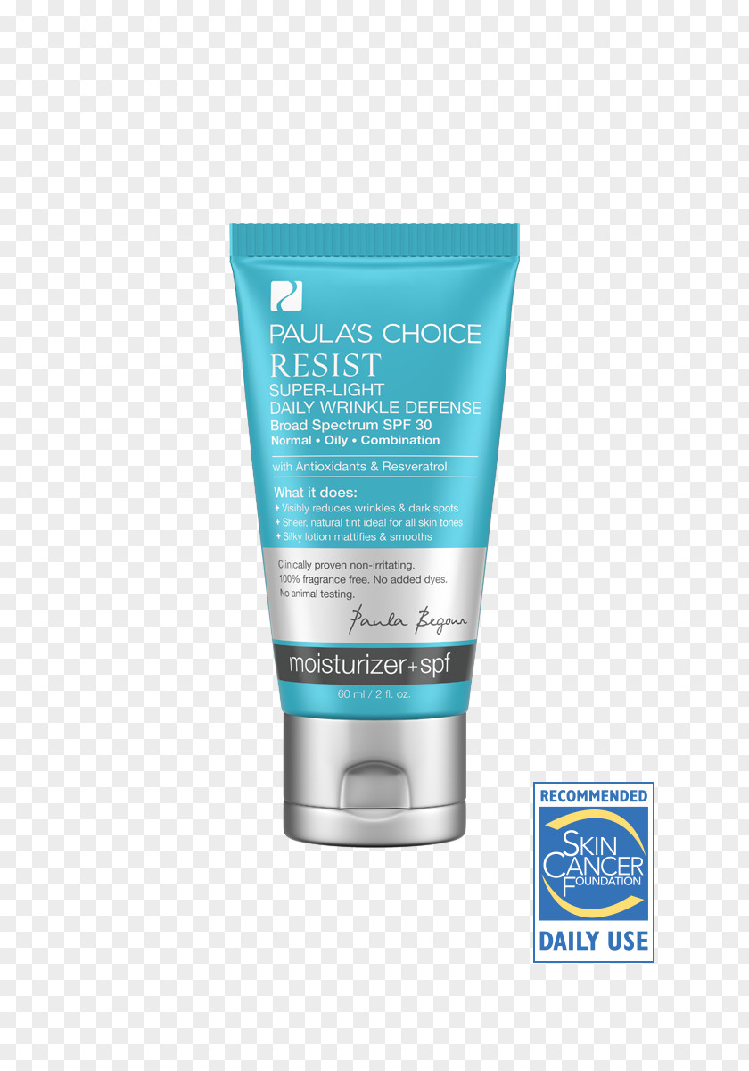 Sunscreen Lotion Paula's Choice Resist Super-Light Daily Wrinkle Defense SPF 30 Factor De Protección Solar Anti-aging Cream PNG