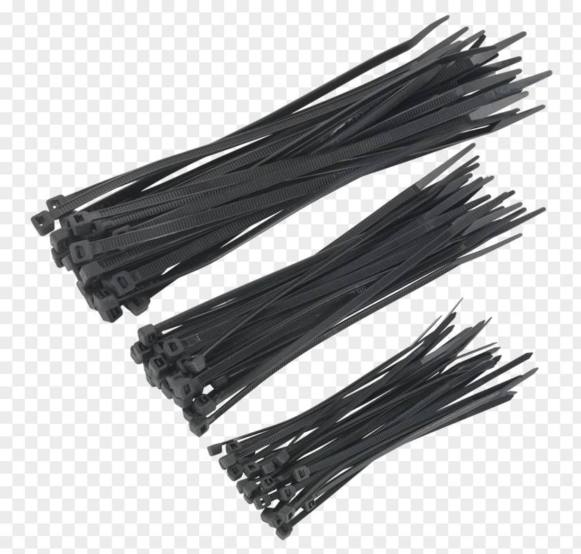 Sealey Cable Ties Assorted Fastener Electrical CT75B Sizes Black 75pc PNG