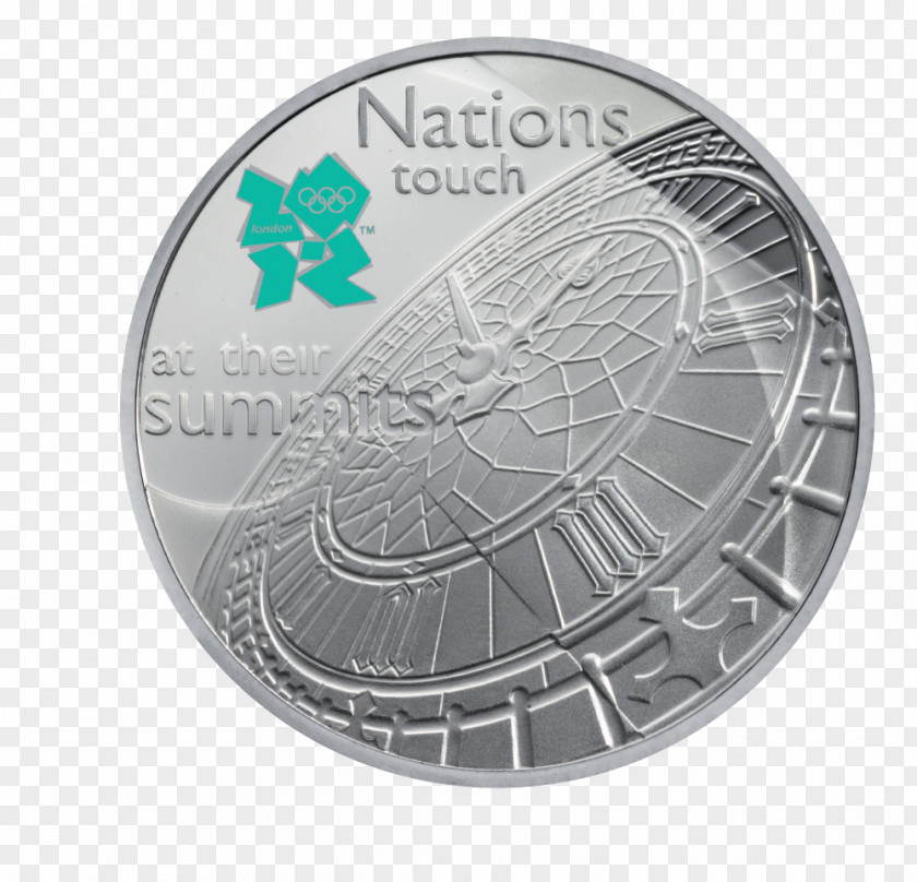 Silver Jubille Celebration Big Ben Coin 2012 Summer Olympics Fifty Pence Two Pounds PNG